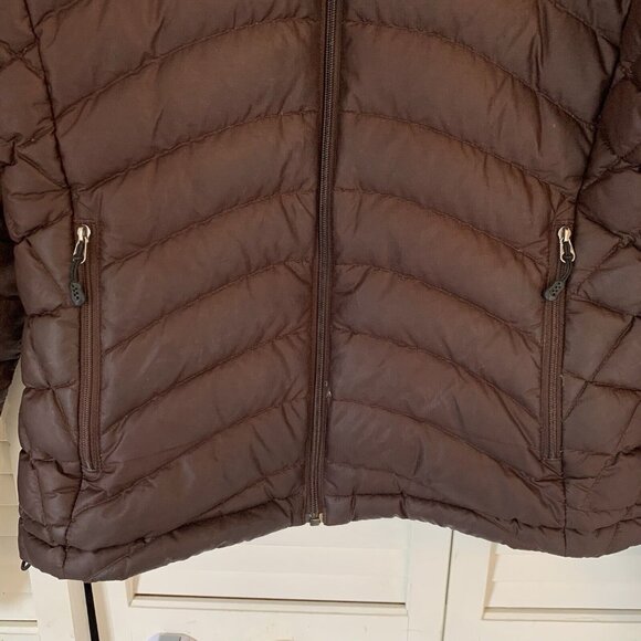Patagonia Goose Down Womens XS Brown Full Zip Sweater Puffer Jacket Quilted FLAW - Picture 5 of 15